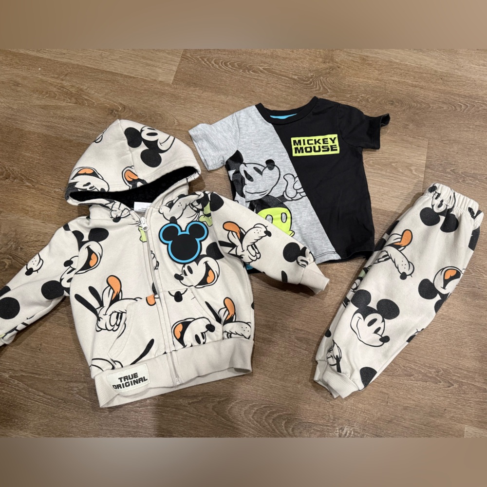Disney Mickey Mouse Kids Matching Set - Black, Gray, Cream